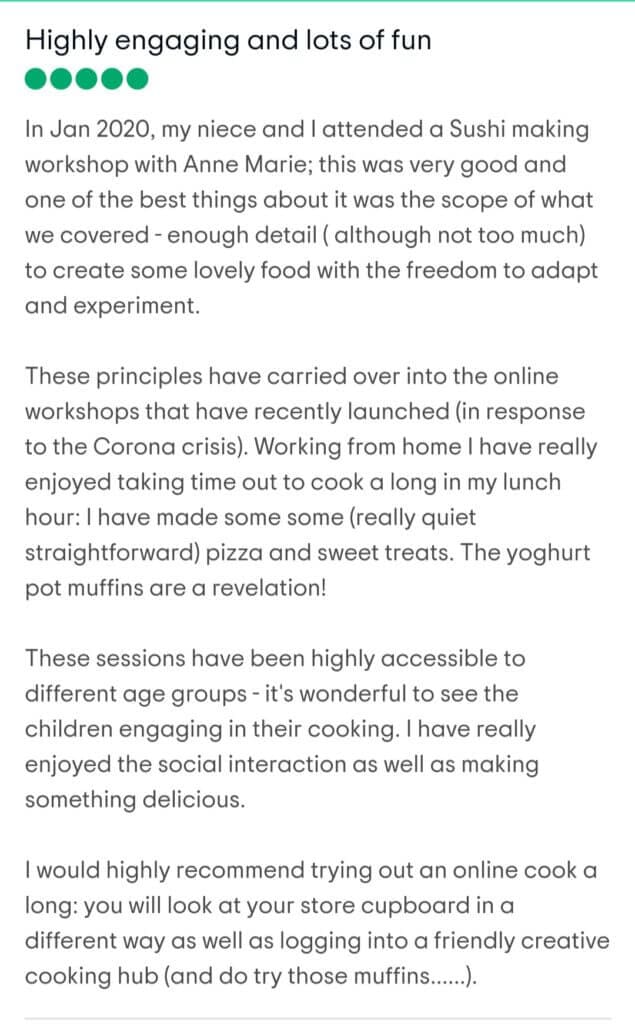 Review of zoom cooking lessons